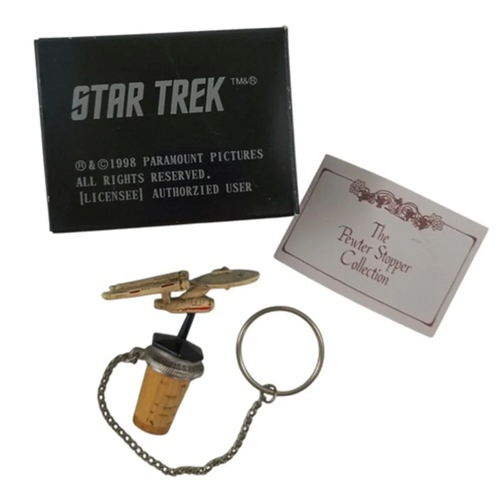 1998 Wine Things Star Trek U.S.S Enterprise NCC-1701 Pewter Wine Bottle Cork